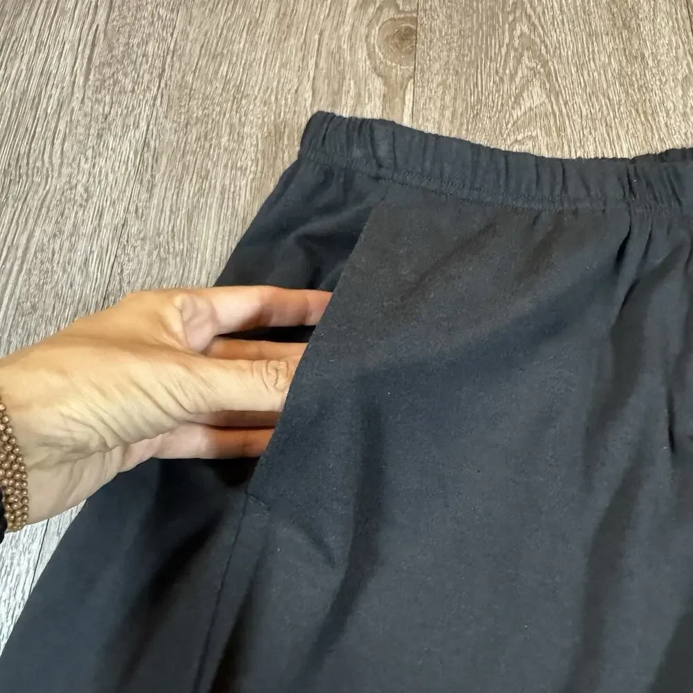 Lisa Bayne Black Bamboo Cotton Blend Cropped Harem Pants Medium Made in USA - Picture 5 of 13